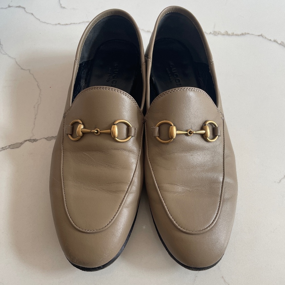 GUCCI Brixton Horsebit Mud Leather Foldable Mules Loafers 37